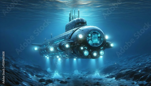 Underwater Submarine A futuristic highly detailed D model of a s