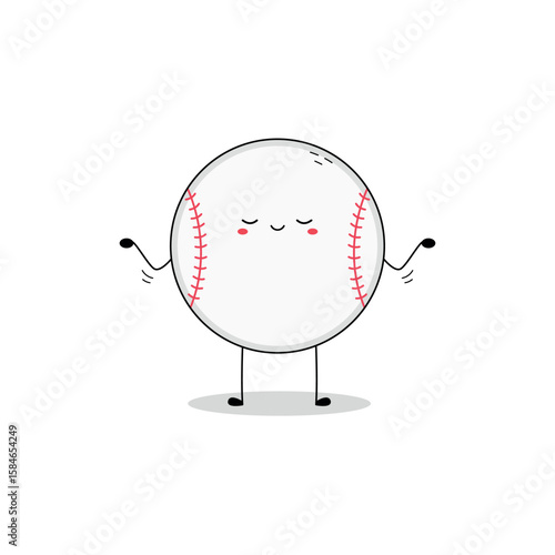 Cute baseball ball cartoon character nonchalant attitude doodle