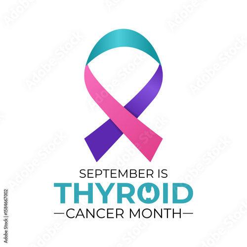 Thyroid Cancer Awareness Month is observed every September banner and background design template. Promote neck checks, support patients and survivors, and advance research.