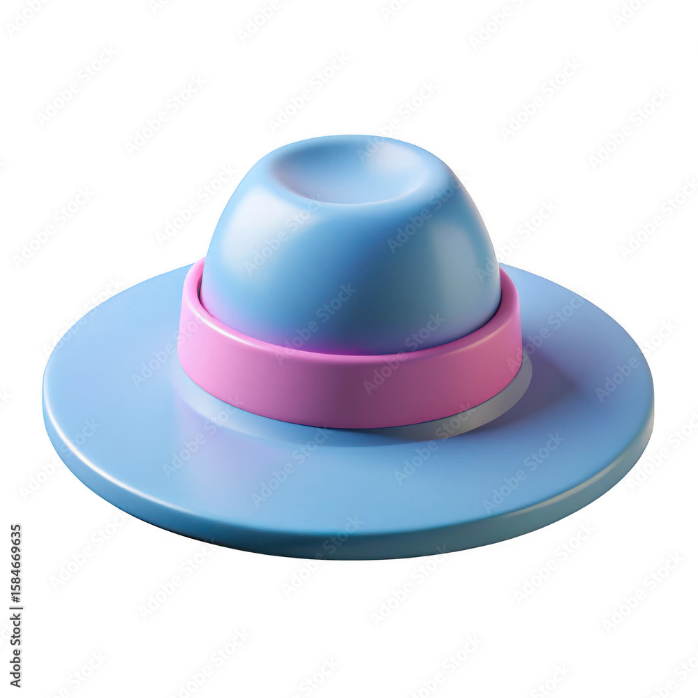 3d blue and pink fedora hat isolated on transparent background 3d blue and pink fedora hat isolated on transparent background