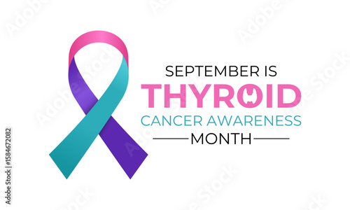 Thyroid Cancer Awareness Month is observed every September banner and background design template. Promote neck checks, support patients and survivors, and advance research.