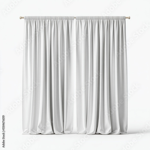 White Fabric Curtains Hanging on Wooden Rod white curtains
