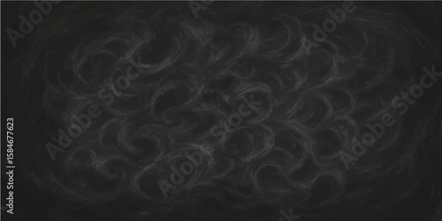 Black and white chalk texture swirls in a smooth, flowing, liquid motion, creating a dark, hypnotic design