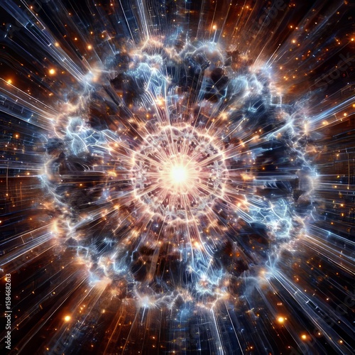 Fractal Supernova Star explosion frozen in recursive geometric p