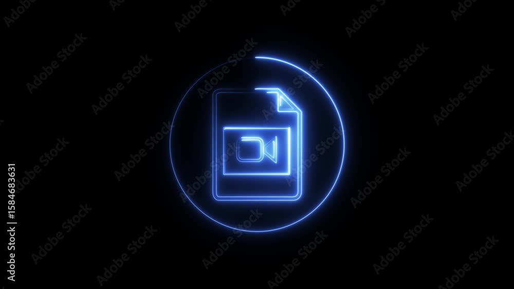 Glowing neon Document video line icon inside circle, media video, line icon vertical video animation. Glowing neon Document video line icon inside circle, media video, line icon vertical video animation.