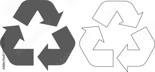 Monochrome recycle symbols on white background. Conceptual recycling symbols. EPS 10 version.