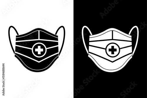 Face Mask Silhouette Icon. Medical and Surgical Mask Symbol for Virus Protection