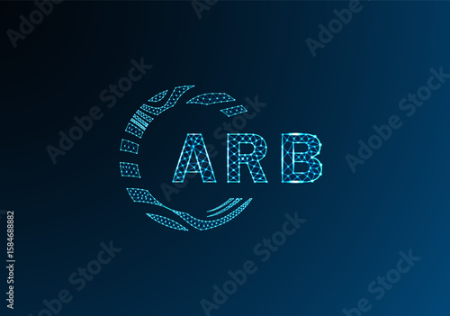 ARB low poly letter logo vector design. ARB lower poly logo design. ARB unique low poly logo design.