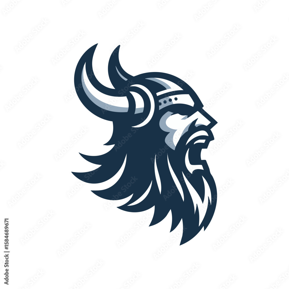 Fototapeta premium angry viking head mascot logo vector illustration