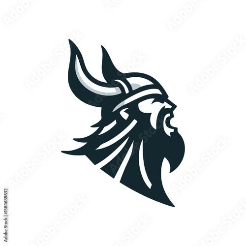 angry viking head mascot logo vector illustration