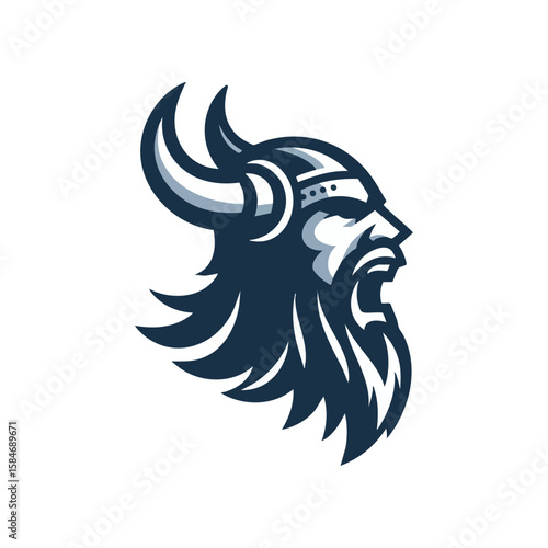 angry viking head mascot logo vector illustration