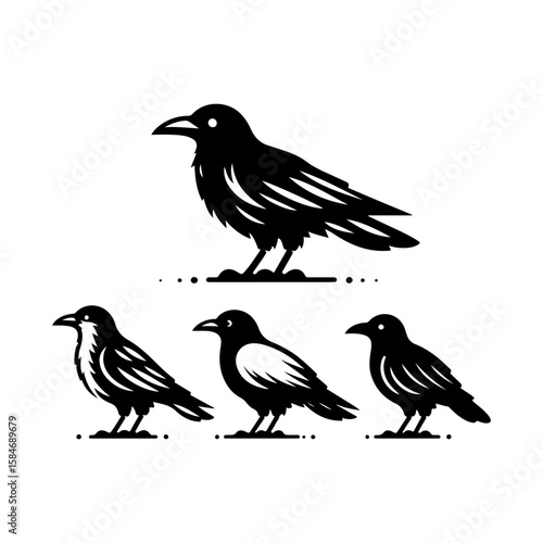 Wallpaper Mural crow black silhouette vector, Torontodigital.ca