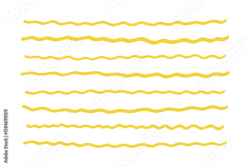 手書きの黄色い波線
