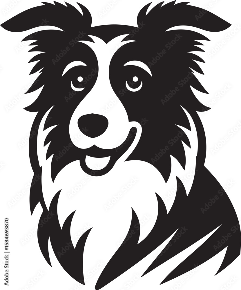 Obraz premium Border Collie Dog Vector – Silhouette 