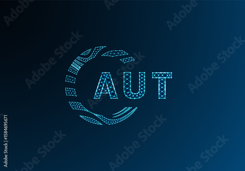 AUT low poly letter logo vector design. AUT lower poly logo design. AUT unique low poly logo design.