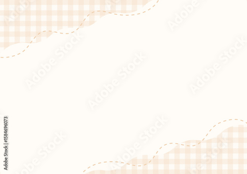 秋のギンガムチェックのフレーム、ベージュのチェック柄