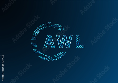 AWL low poly letter logo vector design. AWL lower poly logo design. AWL unique low poly logo design.