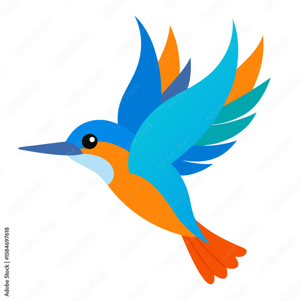 Fototapeta premium Vibrant kingfisher in mid dive capturing a moment of aquatic pursuit