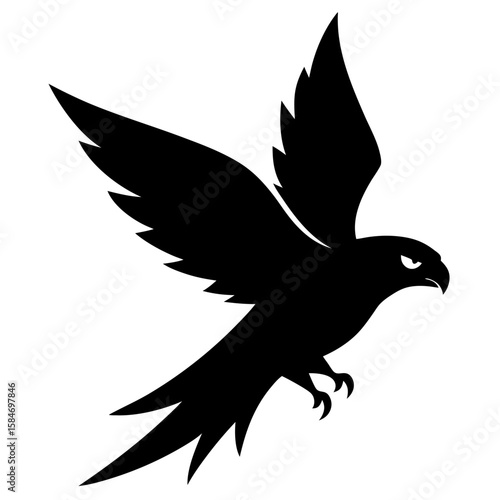 Majestic falcon soaring with sharp talons in silhouette