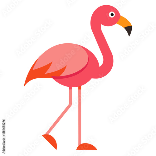 Elegant flamingo standing on one leg showcasing its vibrant pink plumage