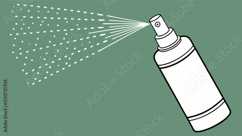 Aerosol spray bottle illustration for cleaning product design and air freshener packaging with spray effect