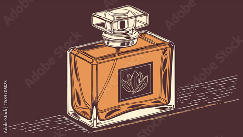 Elegant perfume bottle illustration for fragrance and beauty product marketing and branding design needs