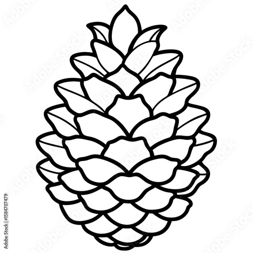 Minimalist Pine Cone Outline Illustration