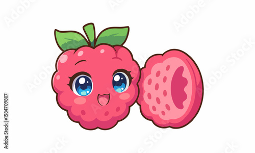 cute raspberry mascot cartoon illustration