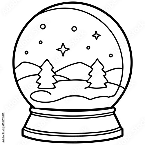 Minimalist Snow Globe Line Illustration