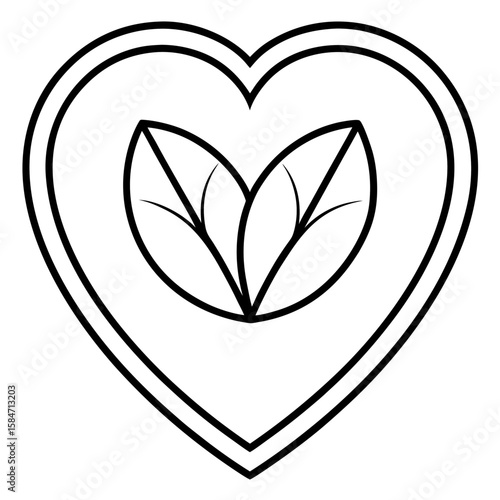 Vegan Heart  Icon VectorEco-Friendly Plant-Based Design