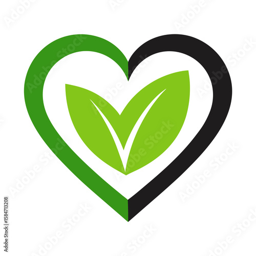 Vegan Heart  Icon VectorEco-Friendly Plant-Based Design