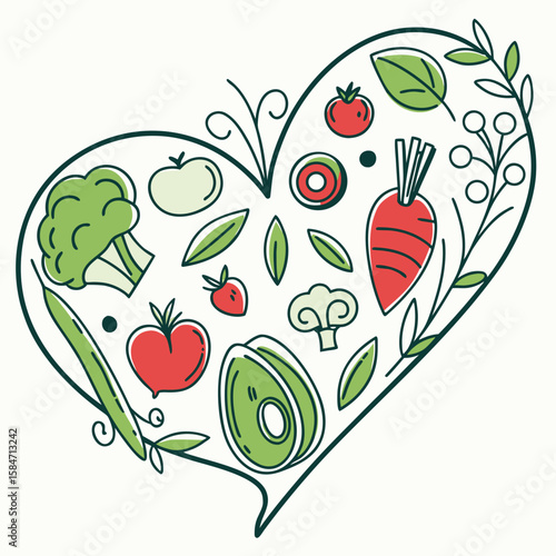 Vegan Heart  Icon VectorEco-Friendly Plant-Based Design