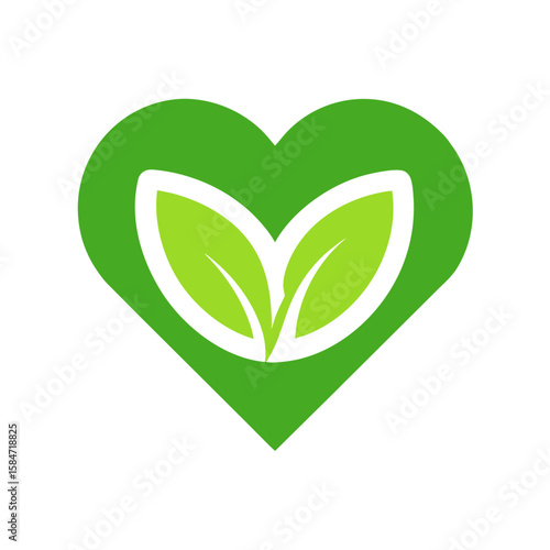 Vegan Heart  Icon VectorEco-Friendly Plant-Based Design