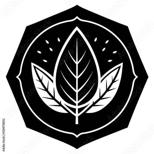 Vegan Leaf Badge  Icon VectorEco-Friendly Plant-Based Design