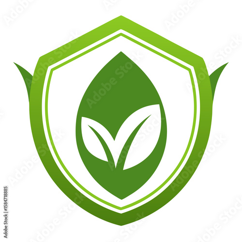 Vegan Leaf Badge  Icon VectorEco-Friendly Plant-Based Design