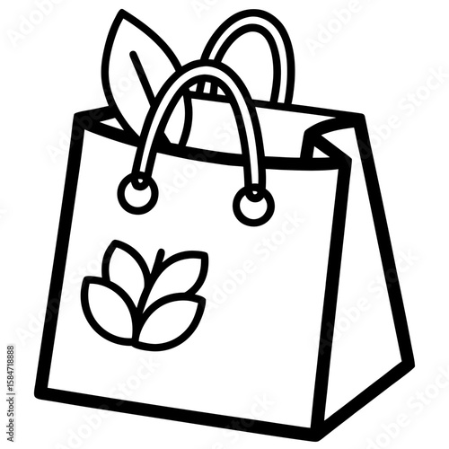 Vegan Shopping Bag  Icon VectorEco-Friendly Plant-Based Design