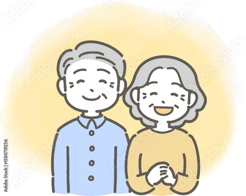 笑顔のシニア男性・女性のイラスト
