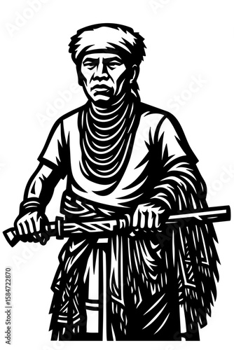 "Traditional Timorese Warrior – Symbol of Indigenous Strength and Heritage"