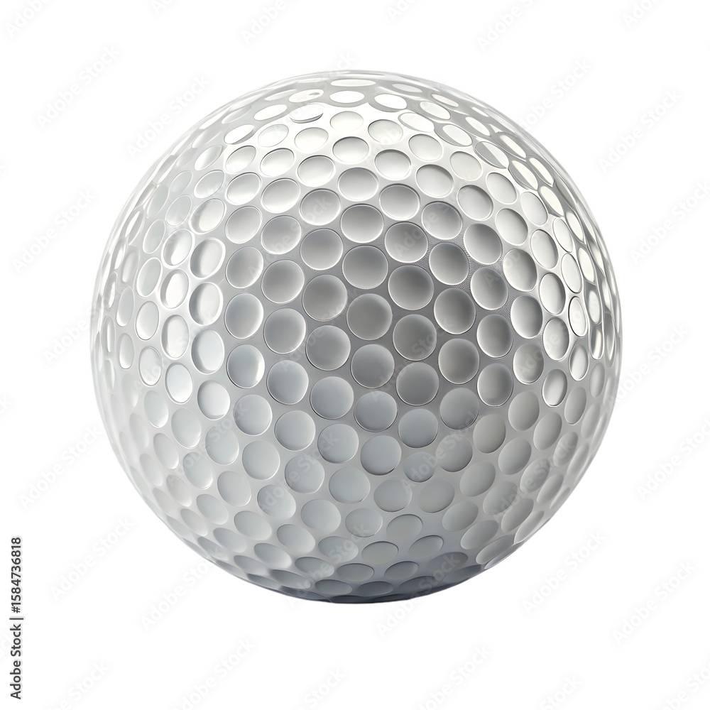 A shiny 3D golf ball in vivid white with precise dimples, realistic texture, and a clean, polished finish. A shiny 3D golf ball in vivid white with precise dimples, realistic texture, and a clean, polished finish.