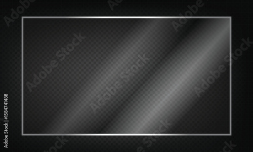 16:9 vector image of a mirror reflection, suitable for application on glass, plastic, or acrylic window surfaces. Offers a glossy, luminous appearance with bright highlights and transparency