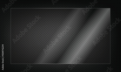 16:9 vector image of a mirror reflection, suitable for application on glass, plastic, or acrylic window surfaces. Offers a glossy, luminous appearance with bright highlights and transparency