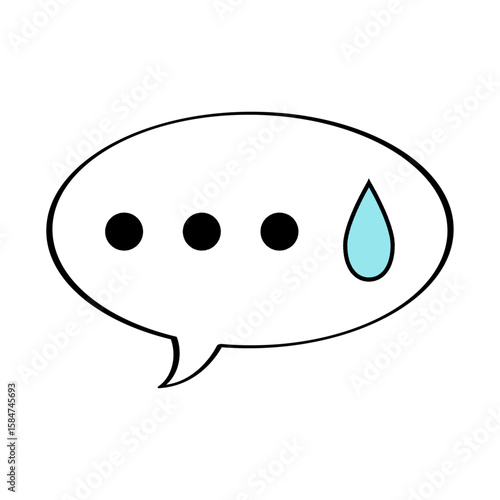 困惑を示す三点リーダーと雫の吹き出しイラスト素材