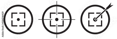 Target or aim symbol. icons. Shooting target with bullet holes.