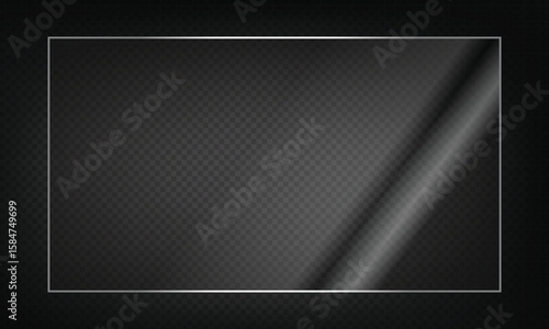 16:9 vector image of a mirror reflection, suitable for application on glass, plastic, or acrylic window surfaces. Offers a glossy, luminous appearance with bright highlights and transparency