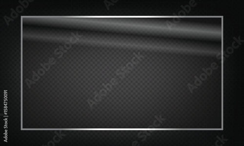 16:9 vector image of a mirror reflection, suitable for application on glass, plastic, or acrylic window surfaces. Offers a glossy, luminous appearance with bright highlights and transparency