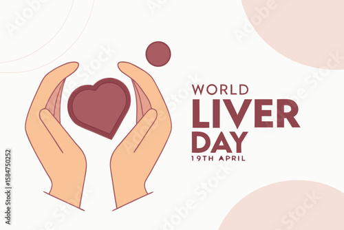 Hands Holding Heart Shape with World Liver Day Text