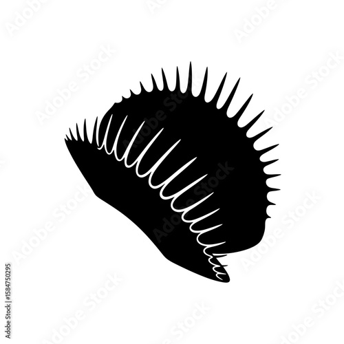 Silhouette of a Venus flytrap, showing its distinctive trap structure with trigger hairs.