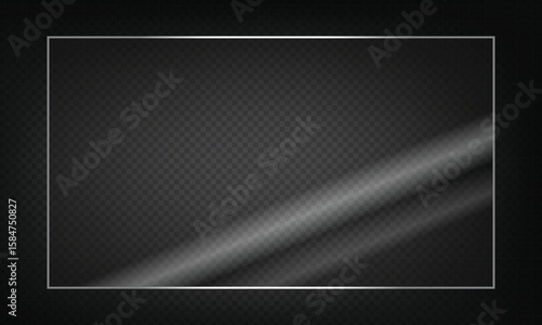 16:9 vector image of a mirror reflection, suitable for application on glass, plastic, or acrylic window surfaces. Offers a glossy, luminous appearance with bright highlights and transparency