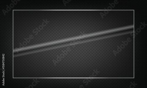 16:9 vector image of a mirror reflection, suitable for application on glass, plastic, or acrylic window surfaces. Offers a glossy, luminous appearance with bright highlights and transparency