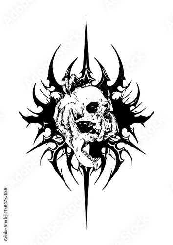 tribal skull tattoo